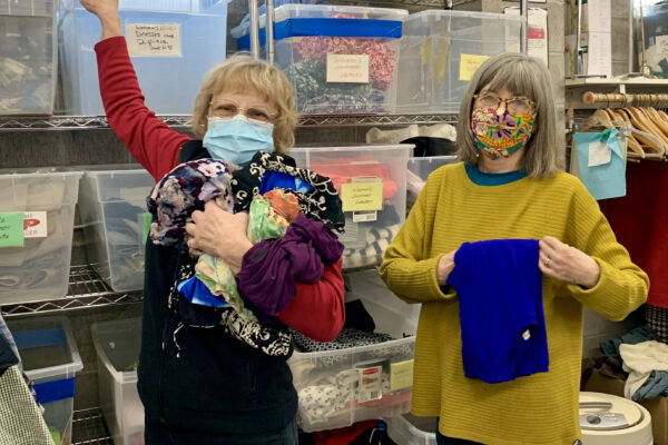 Sorting clothing at the shop